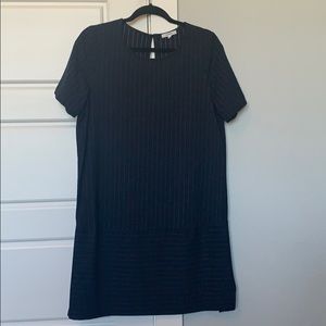 Navy pinstriped dress